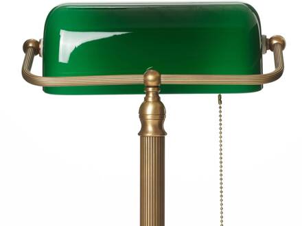 Handgemaakte bankierslamp JIVAN groen, messing