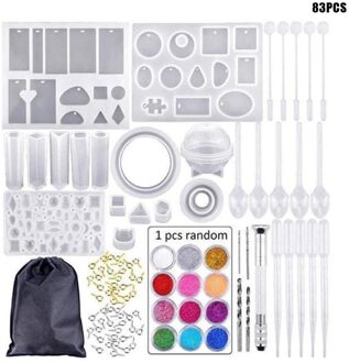 Handgemaakte Crystal Lijm Mould Mold Set Hars Sieraden Mold Kit 83 Pcs Armband Hanger Siliconen Mallen EIG88