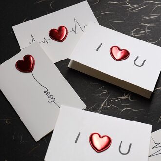 Handgemaakte Diy Effen Rood Hart Wenskaart Met Enveloppen I Love U Postkaart Bruiloft Uitnodiging Kaart Valentijnsdag