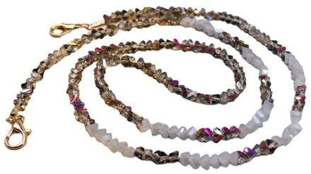 Handgemaakte Gevlochten Imitatie Kristal Gezichtsmasker Keten Lanyard Lenzenvloeistof Anti-Verloren Houder Sieraden Kralen Ketting Riem Leash 3grijs