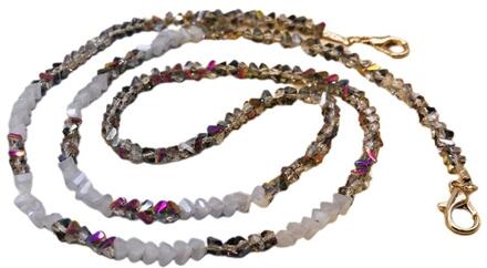 Handgemaakte Gevlochten Imitatie Kristal Gezichtsmasker Keten Lanyard Lenzenvloeistof Anti-Verloren Houder Sieraden Kralen Ketting Riem Leash 3grijs