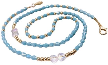 Handgemaakte Gevlochten Imitatie Kristal Gezichtsmasker Keten Lanyard Lenzenvloeistof Anti-Verloren Houder Sieraden Kralen Ketting Riem Leash blauw