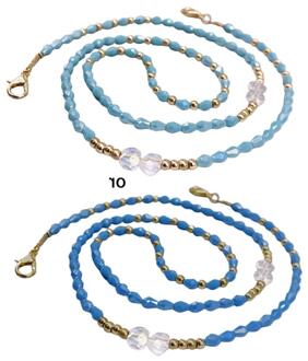 Handgemaakte Gevlochten Imitatie Kristal Gezichtsmasker Keten Lanyard Lenzenvloeistof Anti-Verloren Houder Sieraden Kralen Ketting Riem Leash blauw