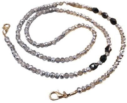 Handgemaakte Gevlochten Imitatie Kristal Gezichtsmasker Keten Lanyard Lenzenvloeistof Anti-Verloren Houder Sieraden Kralen Ketting Riem Leash grijs
