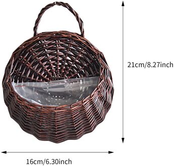 Handgemaakte Geweven Opknoping Mand Opslag Mand Bloempot Opknoping Muur Mand Macrame Kwastje Rieten Mand Handgemaakte Boho Decor Bruin