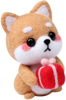 Handgemaakte Huisdieren Speelgoed Pop Wolvilt Naald Prikte Kitting Diy Leuke Dier Pop Wol Vilten Pakket Materiaal Pakket B