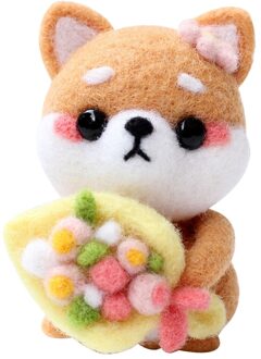 Handgemaakte Huisdieren Speelgoed Pop Wolvilt Naald Prikte Kitting Diy Leuke Dier Pop Wol Vilten Pakket Materiaal Pakket C