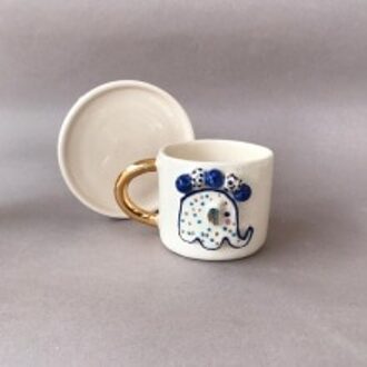 Handgemaakte Keramische Evil Eye Turkse Koffie Kop En Schotel Zegeningen