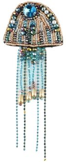 Handgemaakte Kralen Strass Doek Patch Marine Animal Faux Crystal Naaien Embleem Badge Kwallen Diy Kleding Applique 6EE501993-1