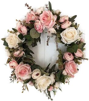 Handgemaakte Kunstmatige Kransen Zijde Pioen Bloemen Ronde Hart Simulatie Garland Voor Wedding Party Deur Krans Decoratie # T2G