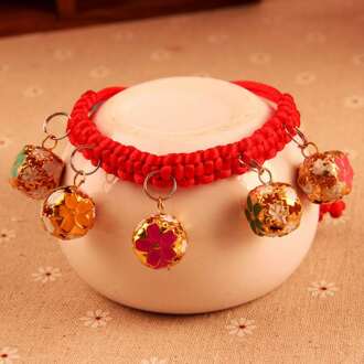 Handgemaakte Leuke Katten Honden Kleine Huisdieren Ketting Met Bells Rood