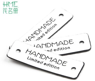 Handgemaakte Limited Edition Lederen Labels Voor Handwerk Tas Lederen Tags Voor Kleding Schoenen Naaien Accessoires 12 stuks wit