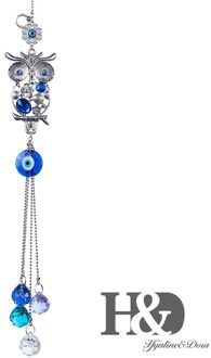 Handgemaakte Lucky Hamsa Turks Blauwe Boze Oog Kristal Suncatcher Hanger Windgong Amulet Thuis Muur Tuin Opknoping Decoratie DE1919700