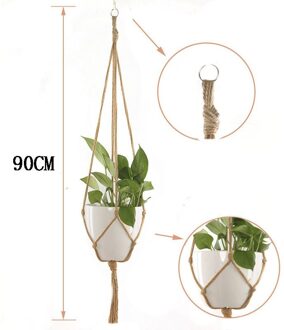 Handgemaakte Macrame Bloempot Opknoping Mand Geknoopt Touw Bloempot Netto Zak Tuinbouw Thuis Deur Balkon Binnenplaats Tuin Decor 90cm