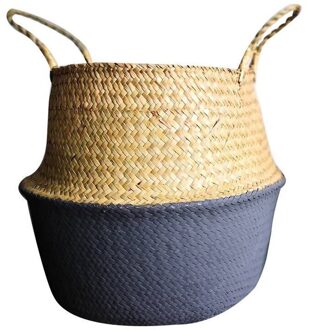 Handgemaakte Opbergmanden Opvouwbare Wasserij Stro Patchwork Rieten Rotan Zeegras Buik Tuin Bloempot Planter Mand 64P