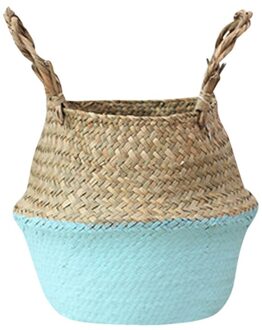 Handgemaakte Opbergmanden Opvouwbare Wasserij Stro Patchwork Rieten Rotan Zeegras Buik Tuin Bloempot Planter Mand 64P