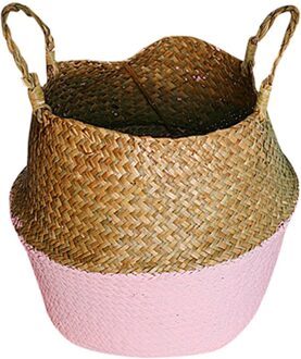 Handgemaakte Opbergmanden Opvouwbare Wasserij Stro Patchwork Rieten Rotan Zeegras Buik Tuin Bloempot Planter Mand 64P