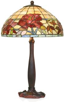 Handgemaakte tafellamp Esmee in Tiffany stijl bruin, kleurrijk