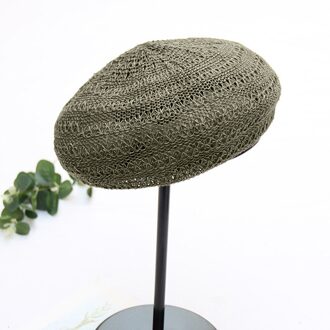 Handgemaakte Vrouwen Baretten Vrouwelijke Stro Hoeden Voor Lente Herfst Meisje Platte Cap Knit Zwarte Baret Voor Vrouw Beanie cap # PP2 donker grijs