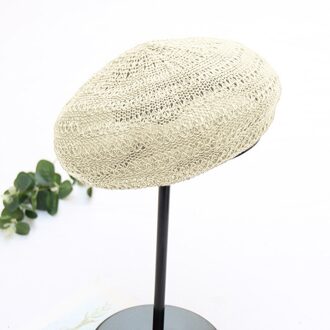 Handgemaakte Vrouwen Baretten Vrouwelijke Stro Hoeden Voor Lente Herfst Meisje Platte Cap Knit Zwarte Baret Voor Vrouw Beanie cap # PP2 wit