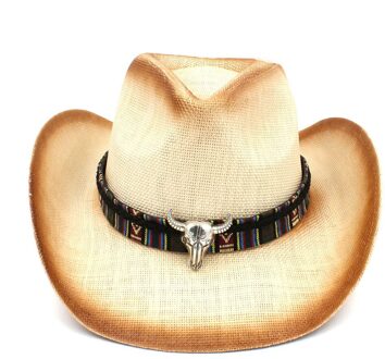 Handgemaakte Weave Stro Vrouwen Western Cowboy Hoed Met Kwastje Band Voor Lady Sombrero Hombre Cowgirl Jazz Caps Grootte 58 cm C6 BCR