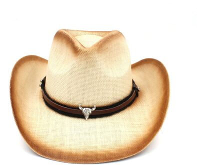 Handgemaakte Weave Stro Vrouwen Western Cowboy Hoed Met Kwastje Band Voor Lady Sombrero Hombre Cowgirl Jazz Caps Grootte 58 cm C7 BCS