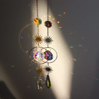 Handgemaakte Zon Catcher-Fee Op De Maan Geometrische Zon Suncatcher Vergulde Regenboog Maker | Venster Opknoping type 1