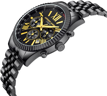Handgemonteerde Anthony James Limited Edition Chrono Sports Black - 5 jaar garantie Zwart - One Size