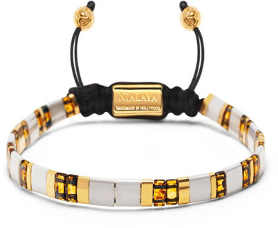 Handgeschilderd glaskraal armband Nialaya , Yellow , Heren - Xl,L,M