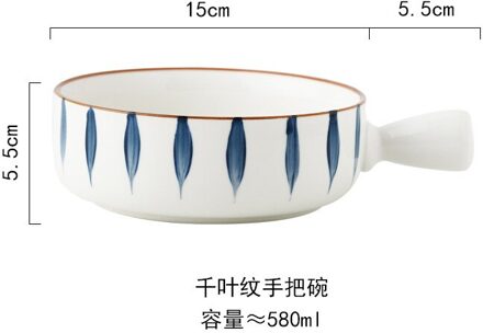 Handgeschilderde Onderglazuur Kleur Handvat Fruit Slakom Japanse En Koreaanse Huishouden Met Handvat Instant Noodle Kom Keramische Tabl 1
