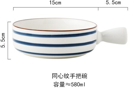 Handgeschilderde Onderglazuur Kleur Handvat Fruit Slakom Japanse En Koreaanse Huishouden Met Handvat Instant Noodle Kom Keramische Tabl 2