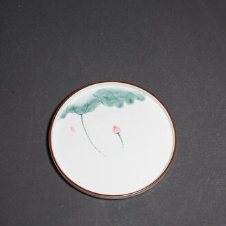 Handgeschilderde Roze Groene Lotus Dompelen Schotel Kung Fu Thee Set Ronde Kleine Thee Lade Accessoires Huishoudelijke Kantoorbenodigdheden