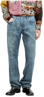 Handgeschilderde Straight-Leg Jeans Noma t.d. , Blue , Heren - L,M