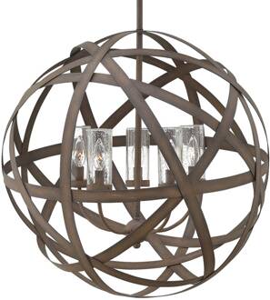 Handgesmede buiten hanglamp Carson, 5-lamps roestbruin