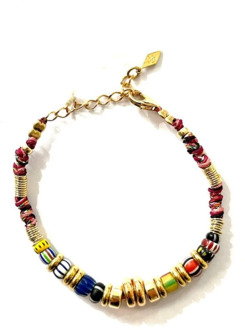 Handgeweven Afrikaanse stijl armband met halfedelstenen Gachon Pothier , Multicolor , Dames - ONE Size