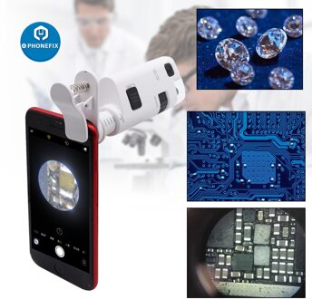 Handheld 120X/190X Mobiele Telefoon Microscoop Met Mobiele Telefoon Clip Pocket Vergrootglas Led Uv Licht Voor Jade Identificatie