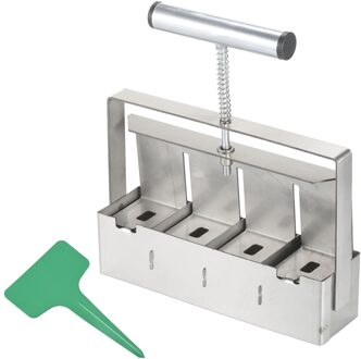 Handheld Bodem Blocker 2in Bodem Blok Maker Bodem Blokkeren Met Dibbles Voor Tuin Prep Met 50 Stuks Herbruikbare Plant Label marker met groen Label