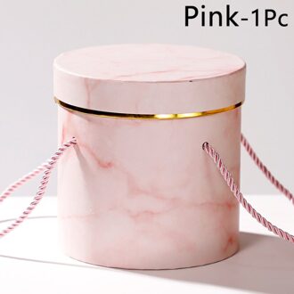 Handheld Cilinder Bloem Geschenkdoos Verpakking Draagbare Ronde Bloem Emmer Opslag Craft Box Valentines Huwelijkscadeau Voor Gast roze doos