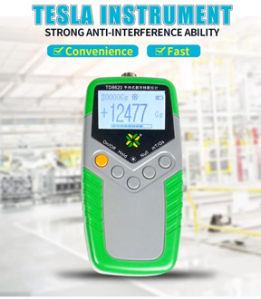 Handheld Digital Permanent Magnet Gauss Meter Tesla Meter Magnetic Flux Meter Surface Magnetic Field Test 5% Accuracy TD8620