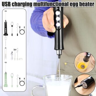 Handheld Elektrische Huishoudelijke Garde Usb Opladen Melk Garde Melkopschuimer Stirrer Usb Oplaadbare Handheld Voedsel Blender Klop groen