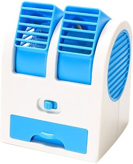 Handheld Fan Draagbare Batterij Aangedreven/Usb Airconditioner Ventilator Dual Bladeless Veilig Mini Ventilator Kleine Hand Fans blauw