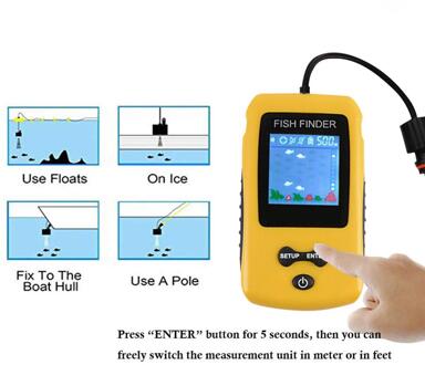 Handheld Fishfinder Draagbare Vissen Kajak Fishfinder Fish Diepte Finder Vistuig met Sonar Transducer en LCD Display