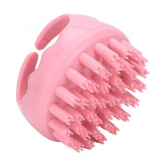 Handheld Hoofd Hoofdhuid Massage Borstel Organosilicon Ronde Vorm Haar Wassen Kam Douche Bad Hair Shampoo Wassen Borstel Met Handvat Roze