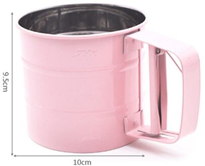 Handheld Meel Shaker Rvs Staafmixer Mesh Zeef Cup Icing Suiker Bakken Tool Hand Gedrukt Keukengerei Suiker Bakken tool roze