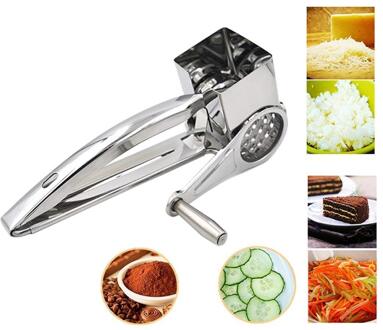 Handheld Rvs Rotary Kaas & Groente Kaas Rasp Cutter Slicer Shredder Met Verwisselbare Drum Voor Parmezaanse