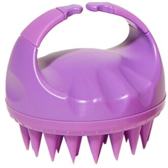 Handheld Siliconen Hoofdhuid Shampoo Massage Borstel Wassen Douche Haar Massager Clean Borstel Bad Douche Haar Borstel Kam paars