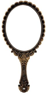 Handheld Spiegel Vintage Gesneden Make-Up Spiegel Handspiegel Pocket Spiegel Make-Up Ijdelheid Cosmetische Compacte Spiegel Voor Vrouwen bronzen