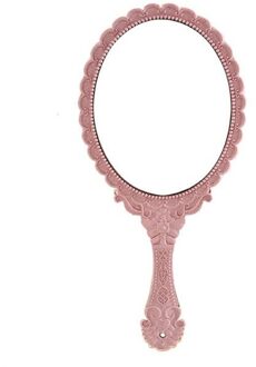 Handheld Spiegel Vintage Gesneden Make-Up Spiegel Handspiegel Pocket Spiegel Make-Up Ijdelheid Cosmetische Compacte Spiegel Voor Vrouwen roze