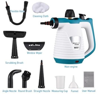 Handheld Steam Cleaner 1050W High Temperature Pressurized Steam Cleaning Tool with 9PCS Accessory Portable Multifunction Steamer for Kitchen Sofa Bathroom Car Window