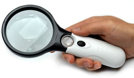 Handheld Vergrootglas Glazen Lens Met LED Licht 45X Vergroting Lezen Fijn Werk